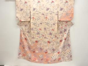 未使用品　縮緬地枝花模様訪問着